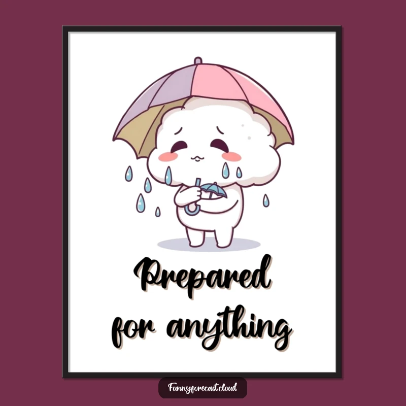 Funny Cloud Umbrella Poster - Hilarious Weather Art & Gift
