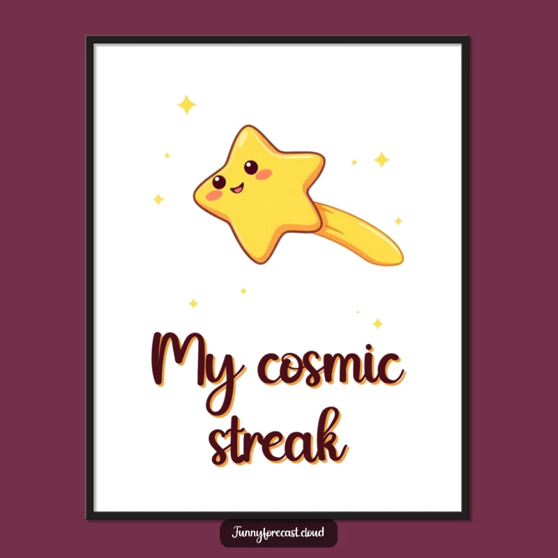 Funny Kawaii Shooting Star Poster: Giggle Wish Star Art