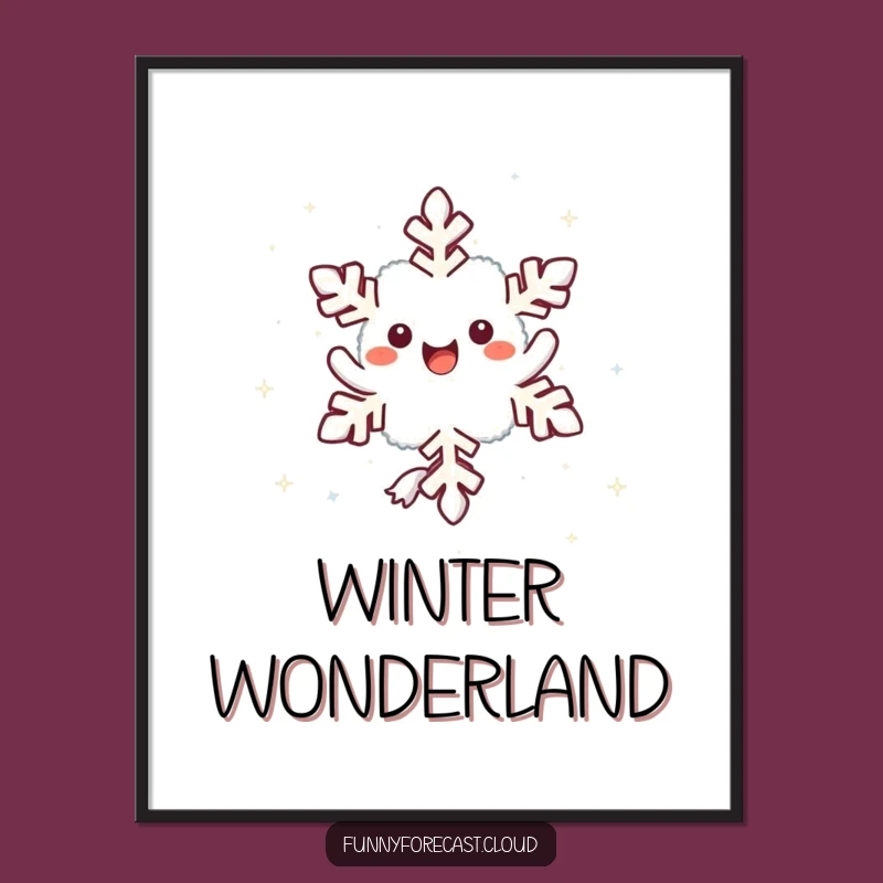 Funny Kawaii Snowflake Poster - Joyful Twirl Art Gift