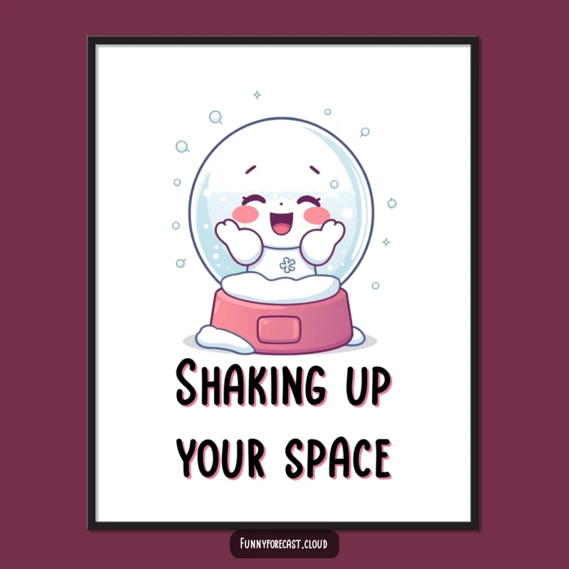 Funny Snow Globe Shaker Poster: Frosty Glee Art, Perfect Wall Decor!