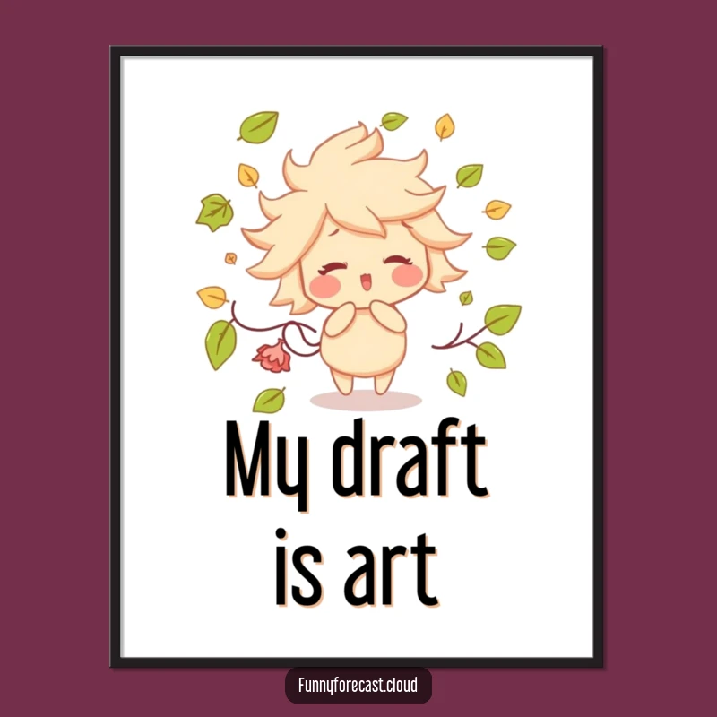 Funny Wind Character Poster: Lively Leaf-Blowing Art, Perfect for Wall Decor!