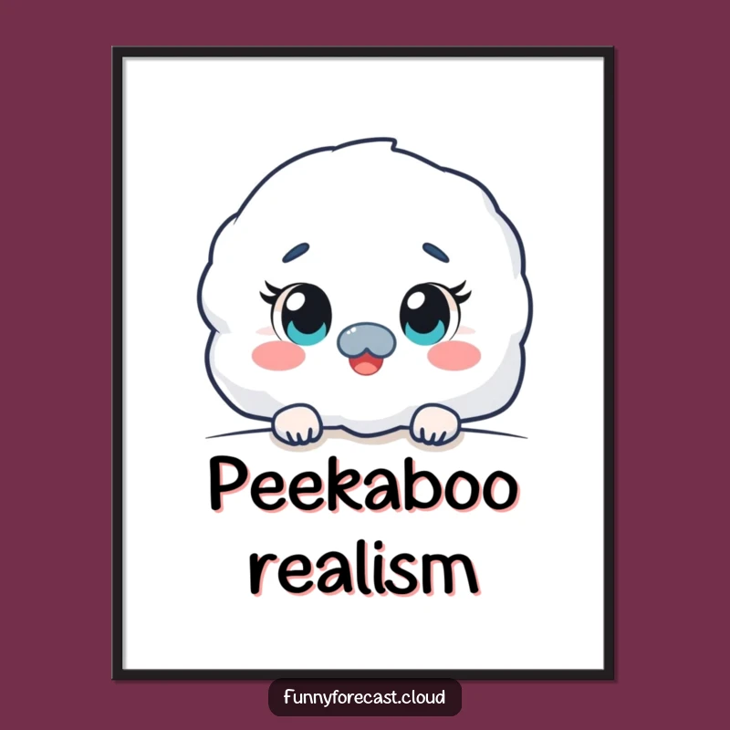 Funny Kawaii Fog Poster: Curious Peeking Eye Art