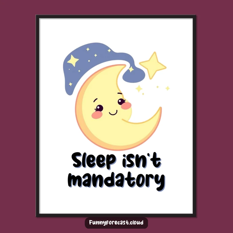 Funny Winking Moon Poster: Celestial Art Print, Perfect Whimsical Gift
