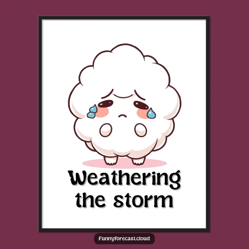 Funny Confused Cloud Poster: Decorate with Adorable Bewilderment and Humor