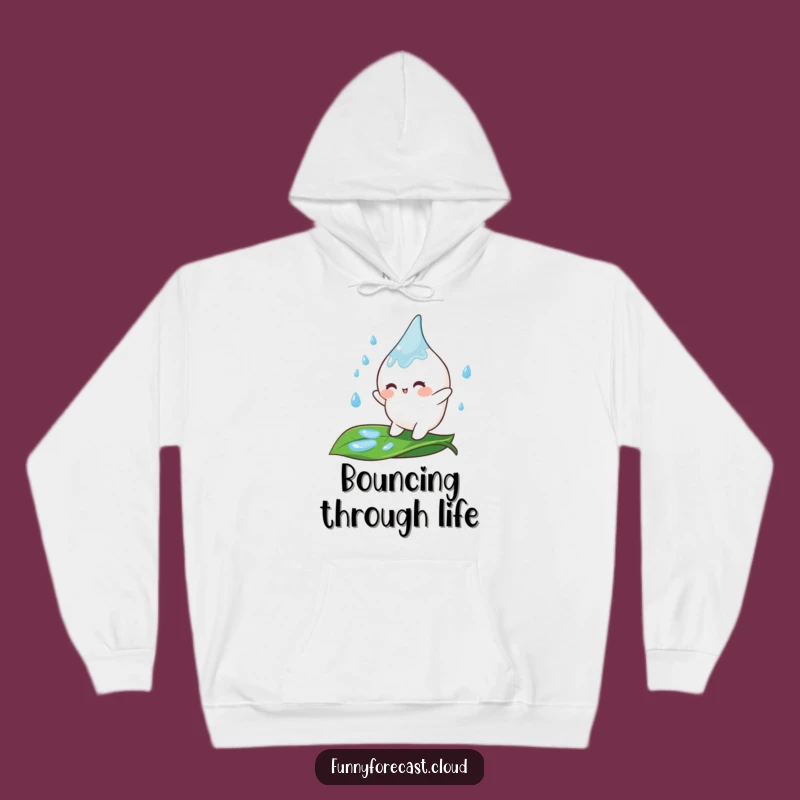 Cozy Funny Raindrop Leaf Bouncer Hoodie: Snuggle Up with Cheerful Character Comfort