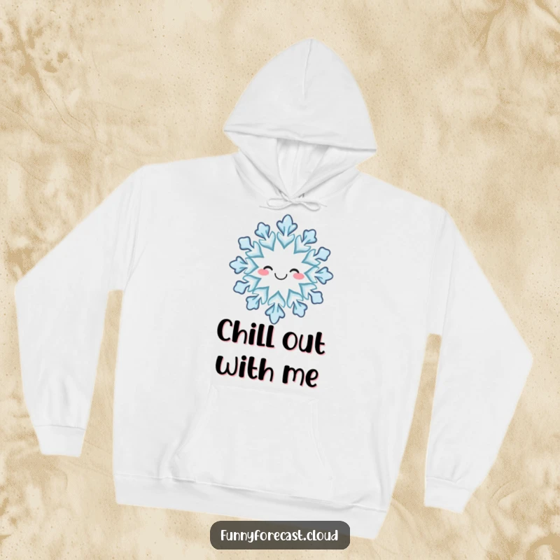 Funny hoodie: A happy snowflake with a gentle smile, falling softly to bring warmth and cheer.