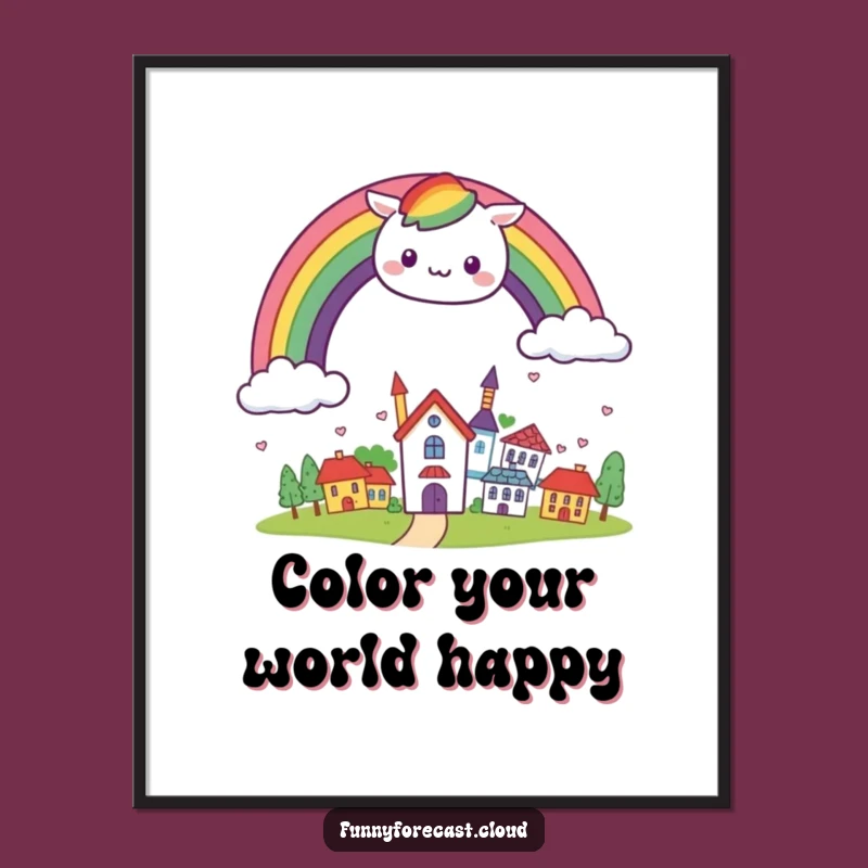 Funny Rainbow Town Free Printable Wall Art - Hilarious Downloadable Decor Gift