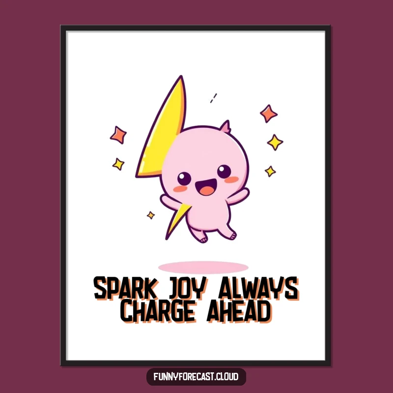 Free Printable Wall Art: Exciting Kawaii Lightning Bolt - Funny Downloadable Decor