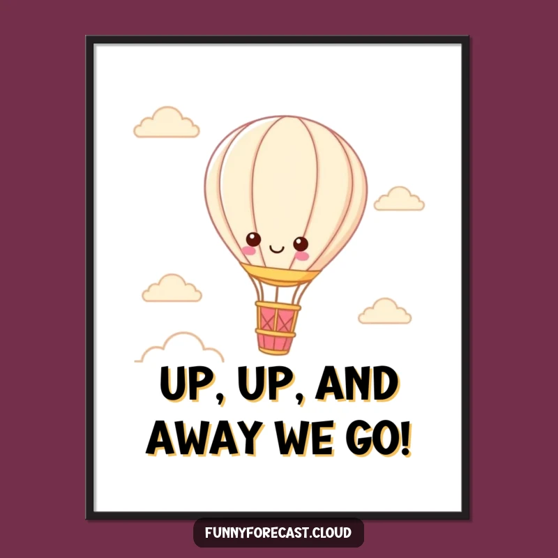 Free Printable Wall Art: Kawaii Hot Air Balloon Sky Funny Downloadable Decor