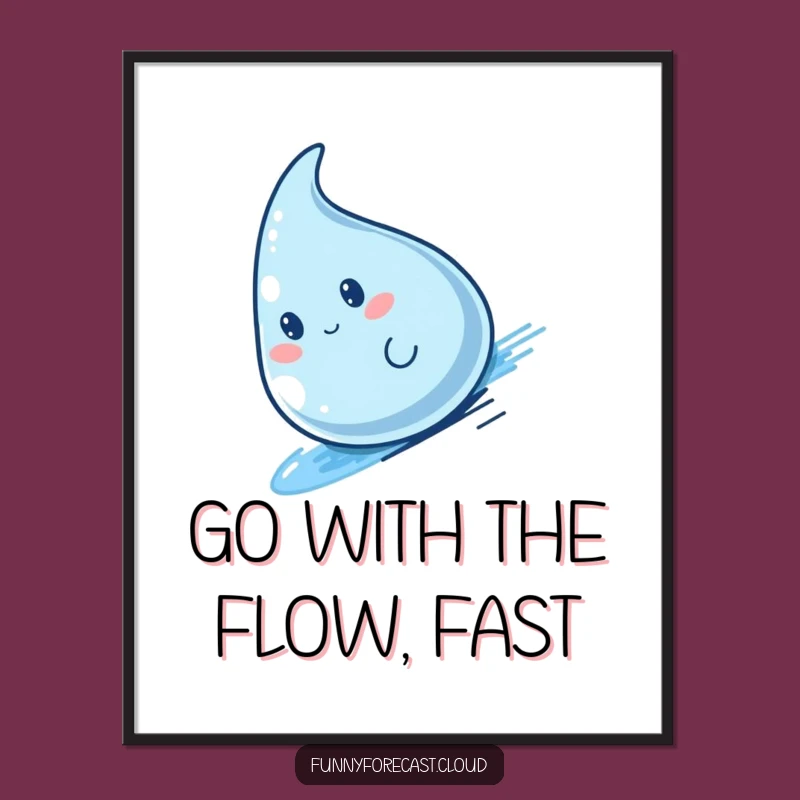 Free Printable Wall Art: Speedy Kawaii Raindrop Fun! Downloadable Decor.