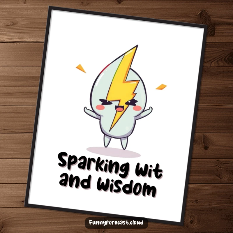 Funny Free Printable Wall Art: A dynamic lightning bolt character striking with a bold, mischievous wink.