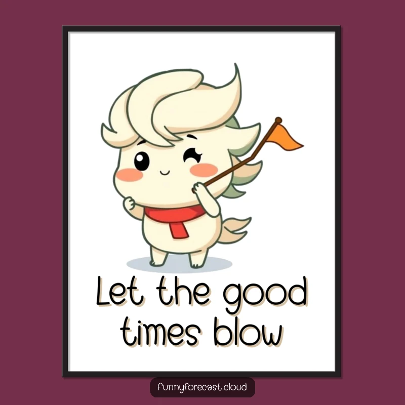 Funny Free Printable Wall Art: Whimsical Wind Blowing Flag Downloadable Decor