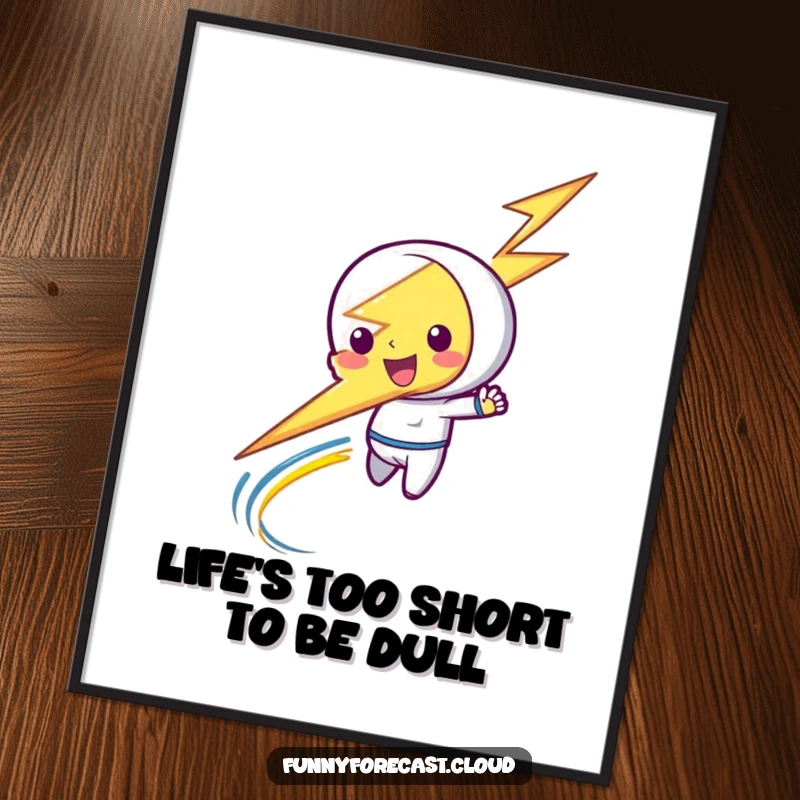 Funny Free Printable Wall Art: A lightning bolt character zipping with a playful streak, bringing electric energy to your decor.