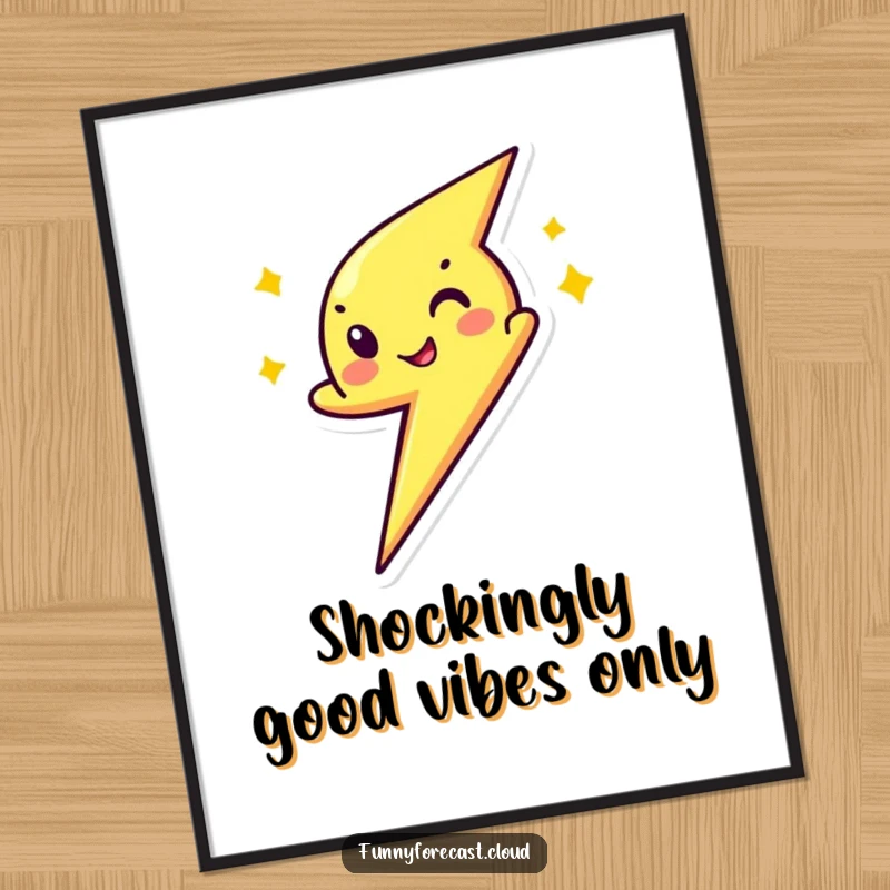 Funny Free Printable Wall Art: A lightning bolt character zipping across with a wink, adding dynamic humor and energetic style.