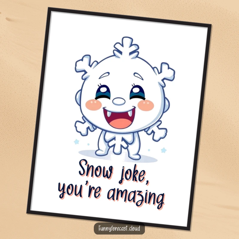 Funny Free Printable Wall Art: A shivering snowflake character with chattering teeth, creating a humorous and chilling artistic statement.