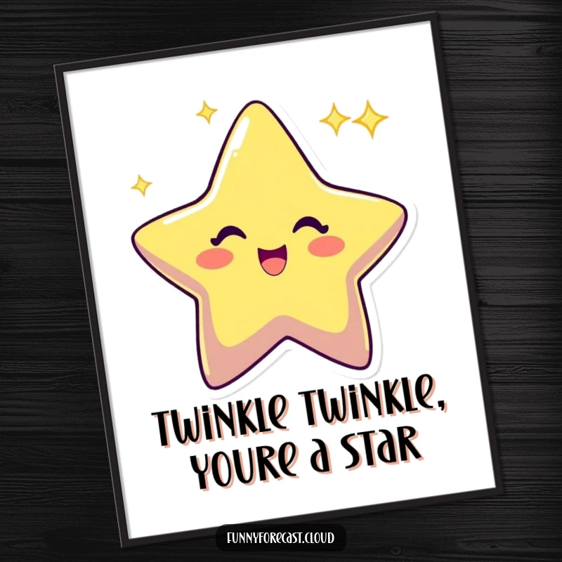 Funny Free Printable Wall Art: A star character twinkling with an excited sparkle, adding radiant charm to decor.