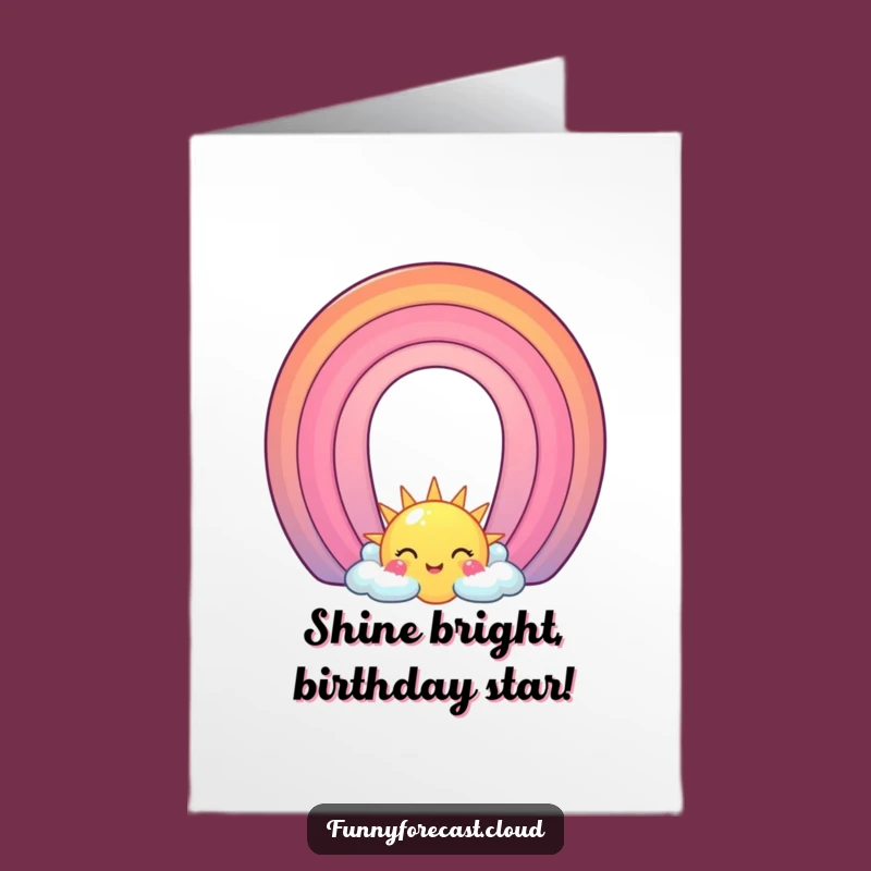 Free Printable Birthday Card: Funny Rainbow Sun Character for a Cheerful Day