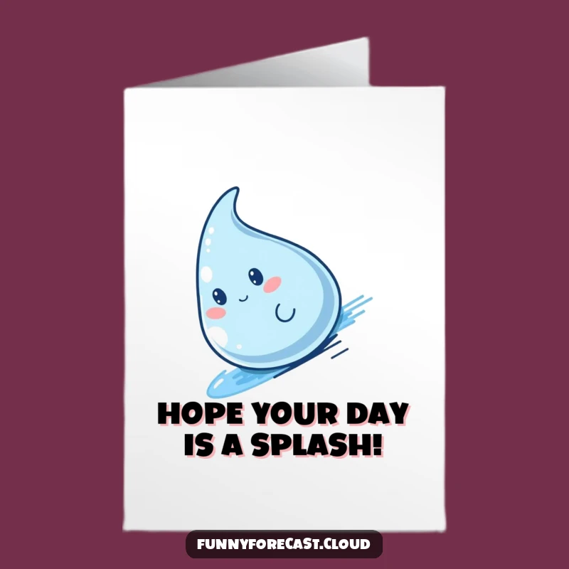 Free Printable Birthday Card: Speedy Kawaii Raindrop Fun! Downloadable Celebration.