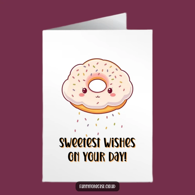 Free Printable Funny Birthday Card: Donut Cloud Raining Sprinkles Delight
