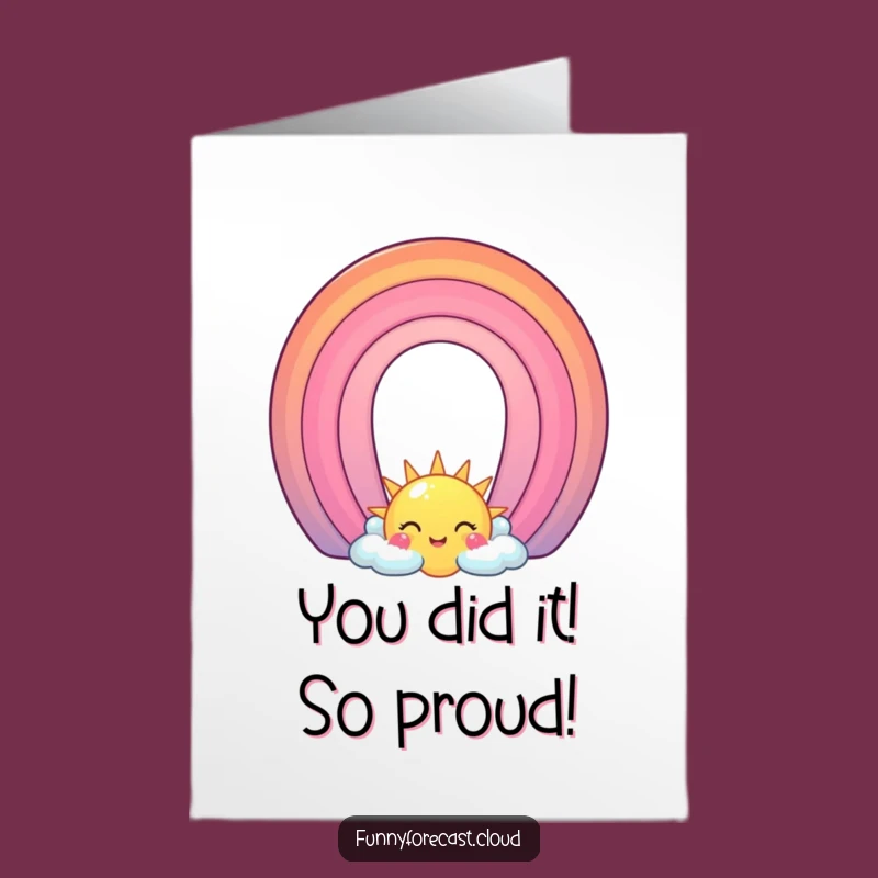 Free Printable Congrats Card: Funny Rainbow Sun for Your Big Achievement