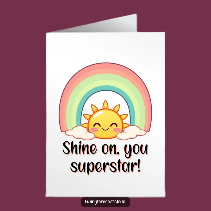 Free Printable Congrats Card: Sunny Rainbow Wishes - Funny Downloadable Gift!