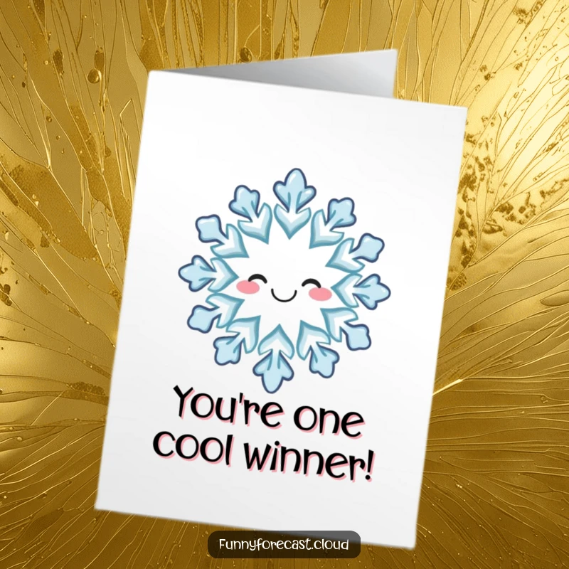 Funny Free Printable Congratulations Card: A cheerful snowflake with a subtle smile drifts down, symbolizing gentle congratulations and winter blessings.