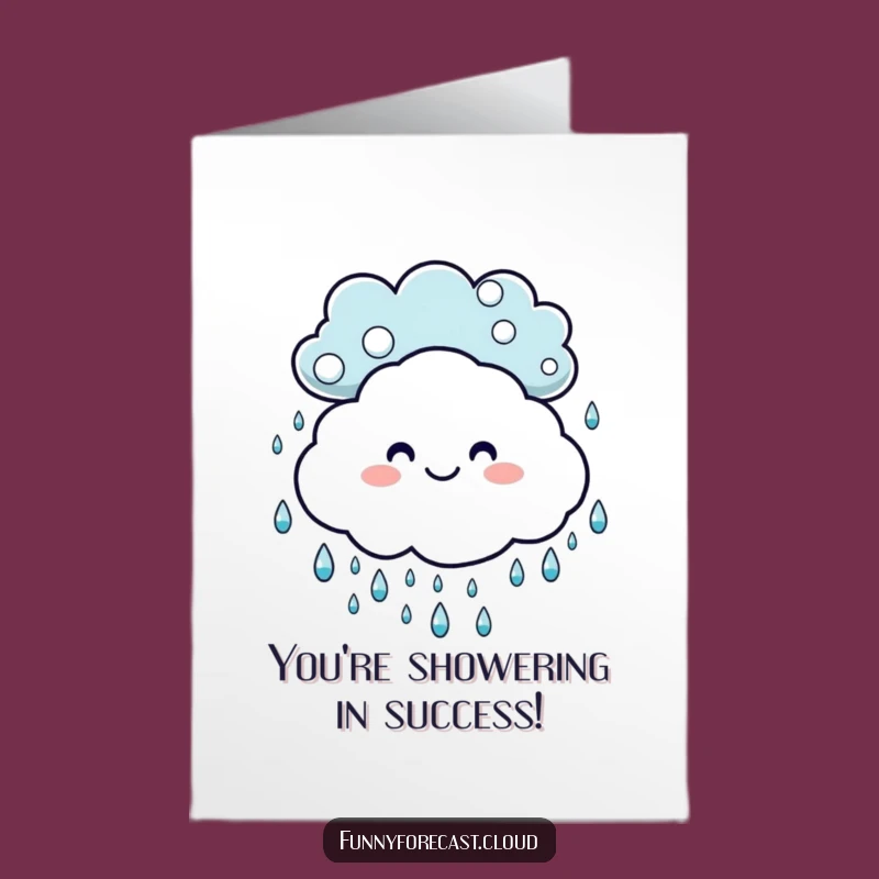 Free Printable Congrats Card: Dancing Raindrops Cloud Celebration Downloadable