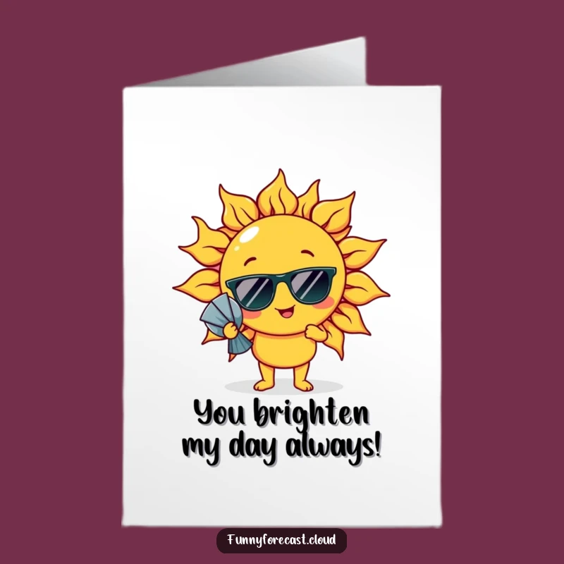Free Printable Thank You Card: Cheerful Sun Fanning Funny Downloadable Greeting