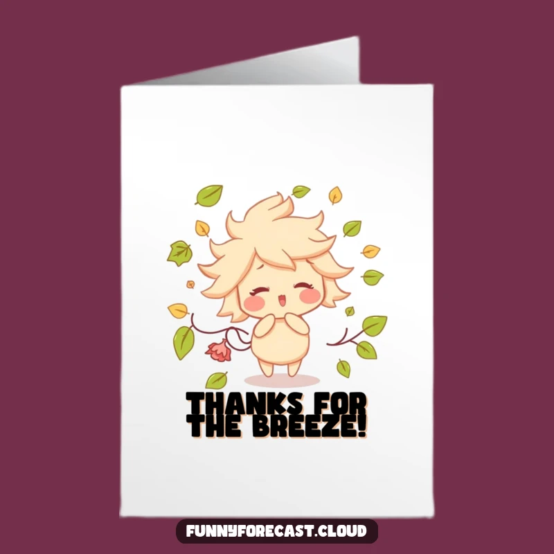 Free Printable Thank You Card: Grateful Wind Character Expressing Thanks - Funny Downloadable Gift