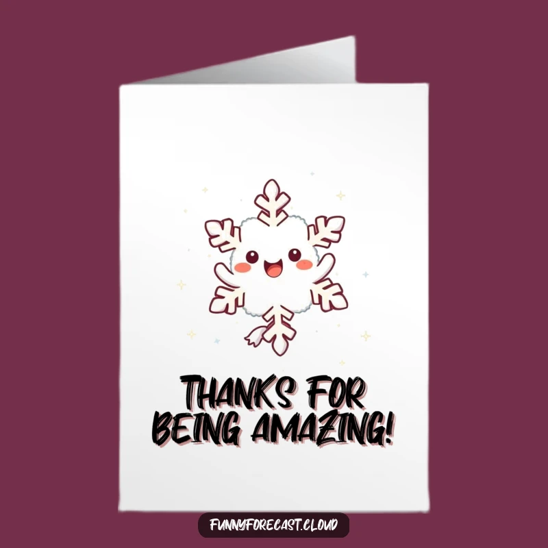 Free Printable Thank You Card: Twirling Thanks! Kawaii Snowflake Gratitude. Downloadable.
