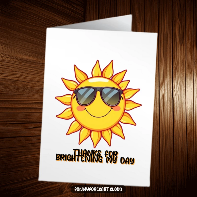 Funny Free Printable Thank You Card: A smiling sun wearing sunglasses, exuding pure relaxation while conveying thanks.