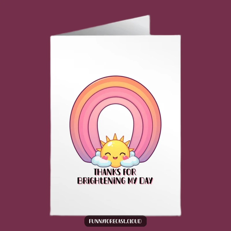 Free Printable Thank You Card: Funny Rainbow Sun Expressing Gratitude Cheerfully