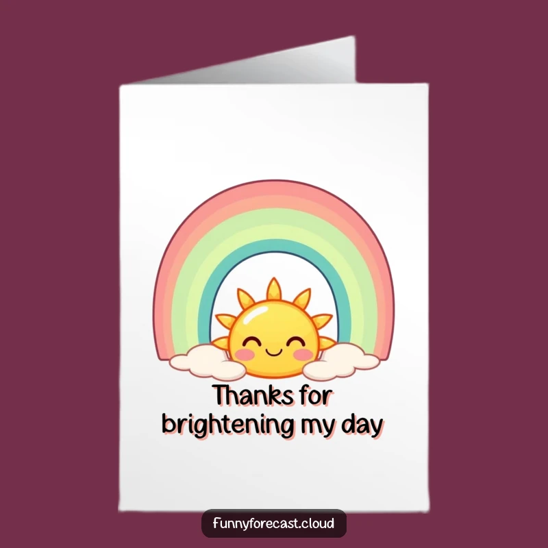 Free Printable Thank You Card: Cheerful Sun Rainbow - Funny Downloadable Gift!