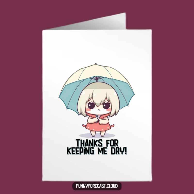 Free Printable Thank You Card: Smug Umbrella Character, Dry Appreciation Downloadable DIY Gift