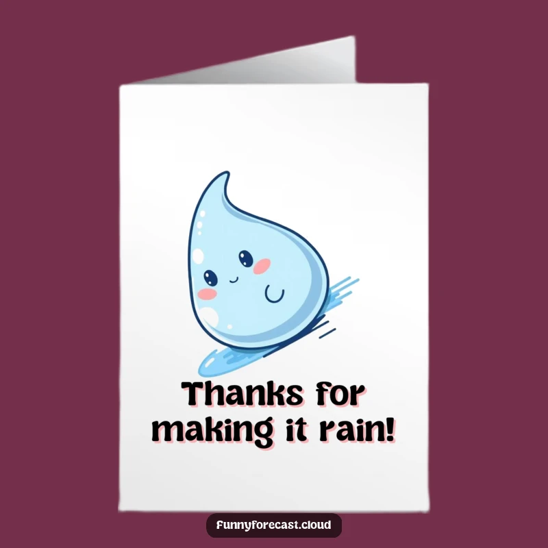 Free Printable Thank You Card: Speedy Thanks! Kawaii Raindrop Gratitude. Downloadable.