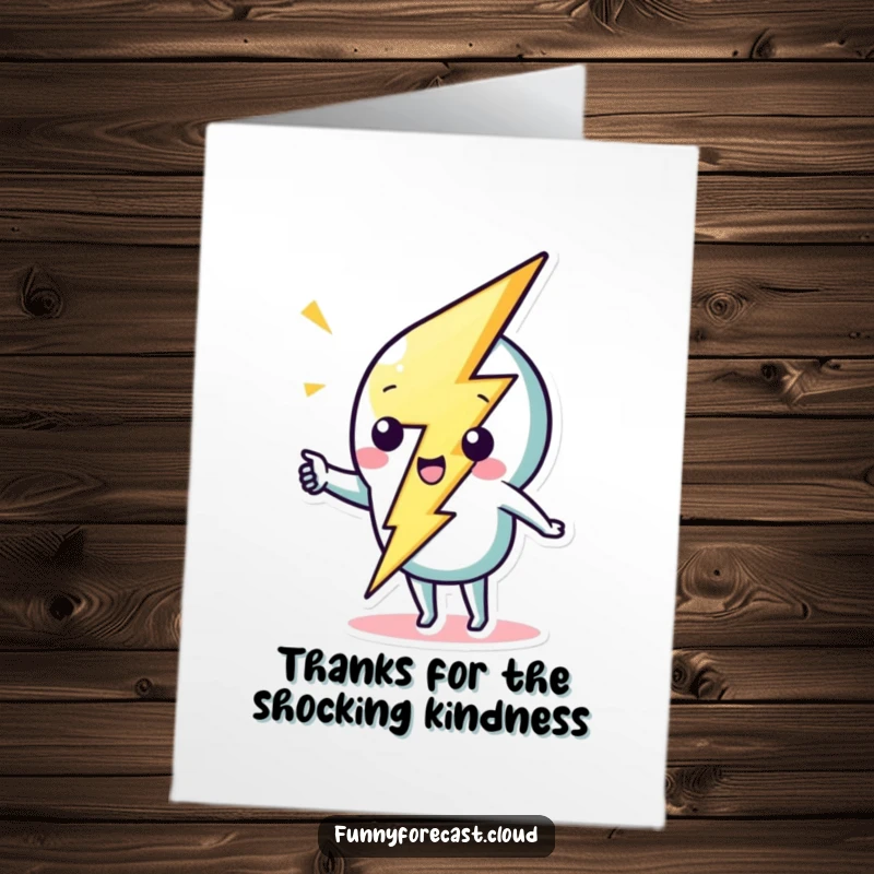 Funny Free Printable Thank You Card: A cheerful lightning bolt character striking a zig-zag, sending thanks.