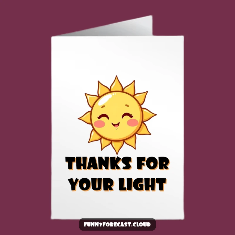 Free Printable Thank You Card: Winking Sun - Funny Downloadable Cheerful Gift