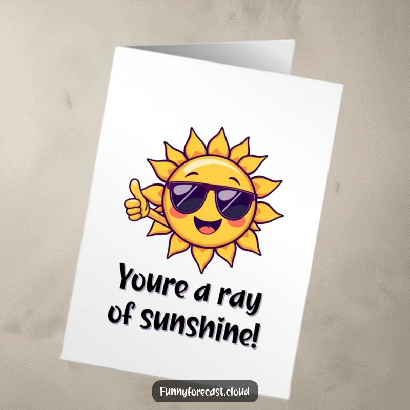 Funny Free Printable Thank You Card: A cool sun character in sunglasses offers a cheerful thumbs-up, conveying warm gratitude effortlessly.