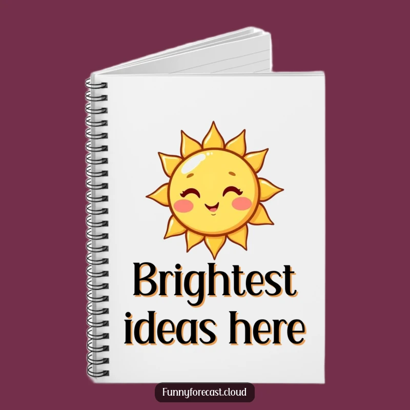 Funny Playful Kawaii Sun Wink Notebook, Jot Down Bright Ideas with a Smile