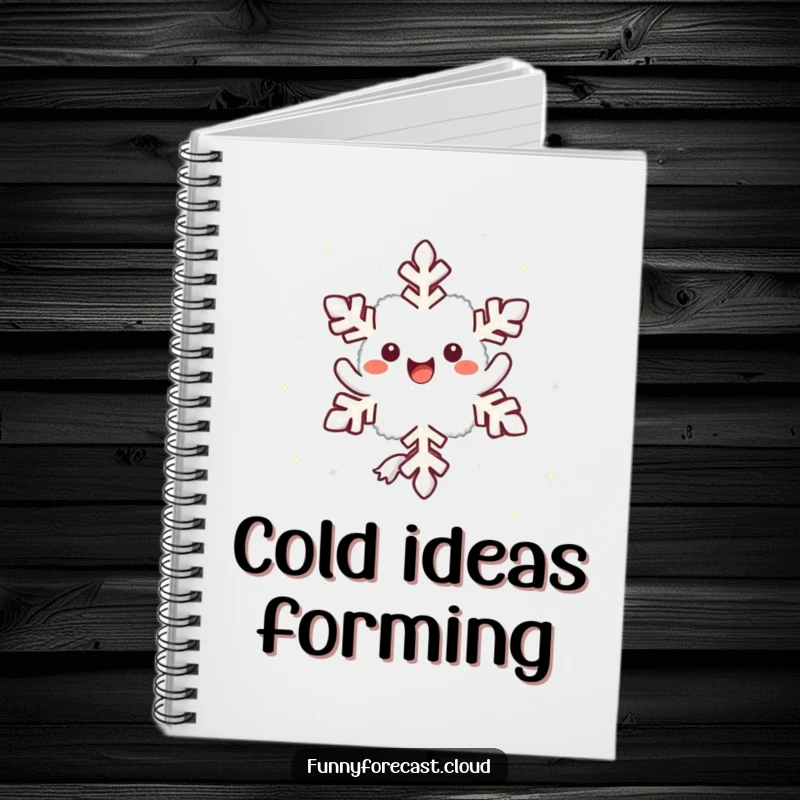 Funny kawaii snowflake character twirling, perfect for a joyful and fun notebook.