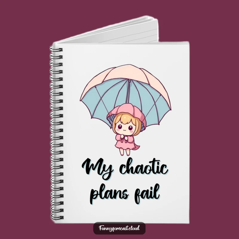 Funny Kawaii Parachute Notebook: Cute Character's Umbrella Journal, Perfect Funny Gift
