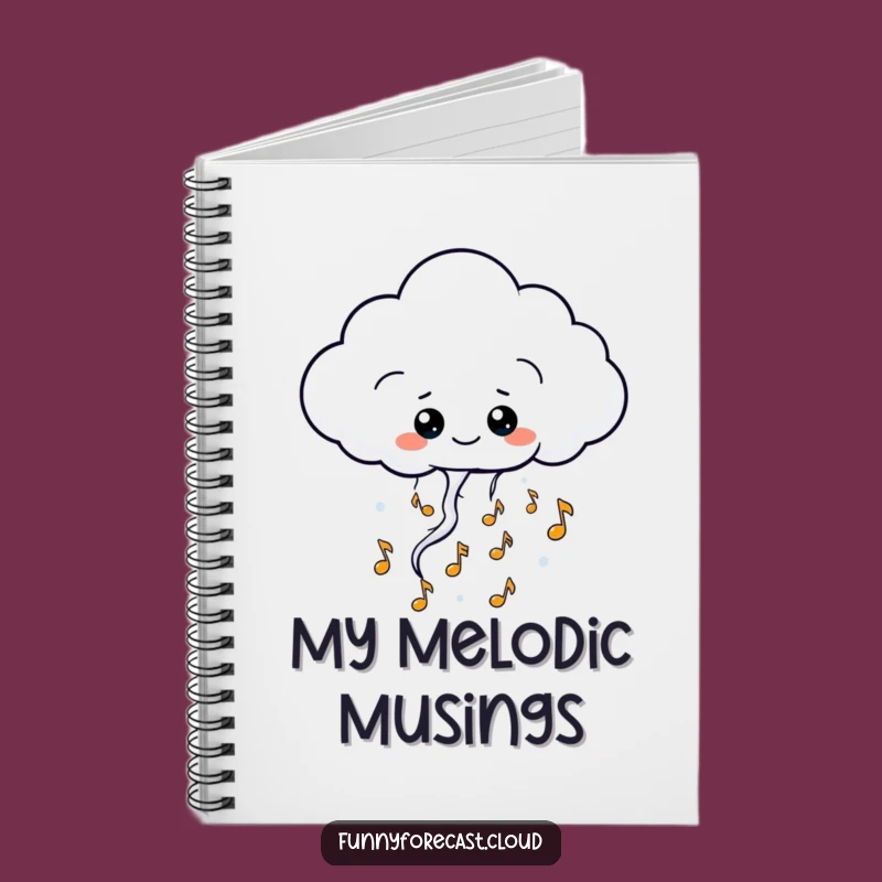 Funny Kawaii Thundercloud Notebook: Musical Notes Journal Humor