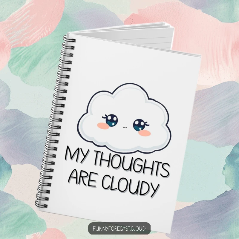 Funny Notebook: A foggy cloud character with only its eyes visible, peeking out, perfect for secret notes.