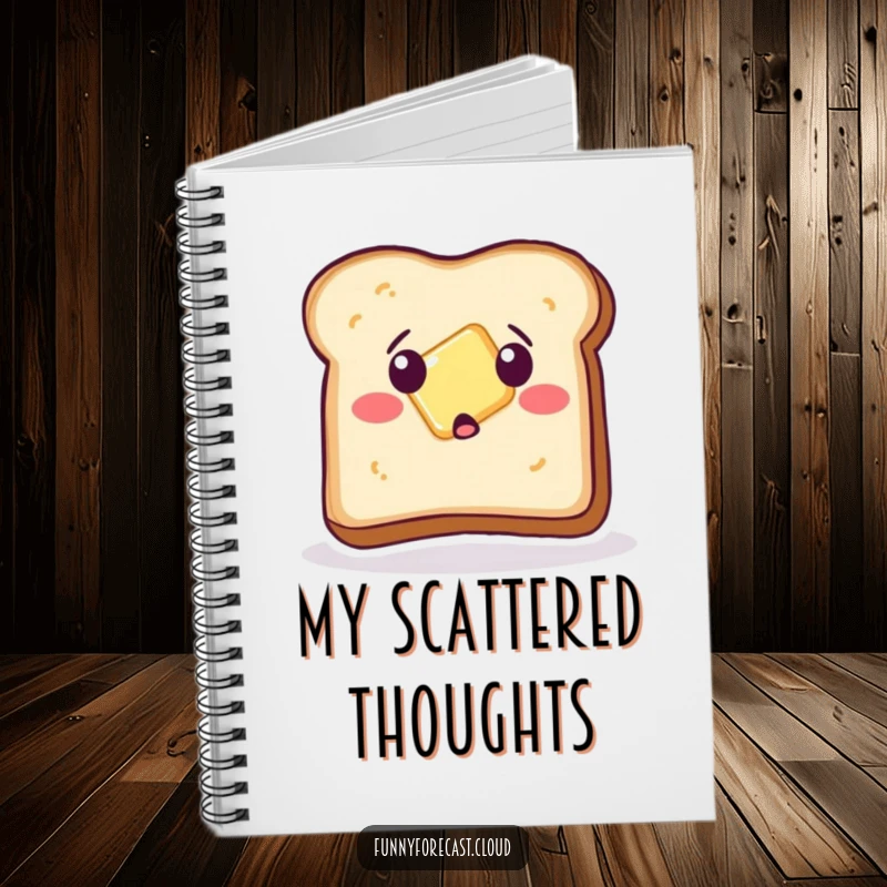 Funny Notebook: A shocked piece of toast as butter slides off, great for jotting down surprising ideas.