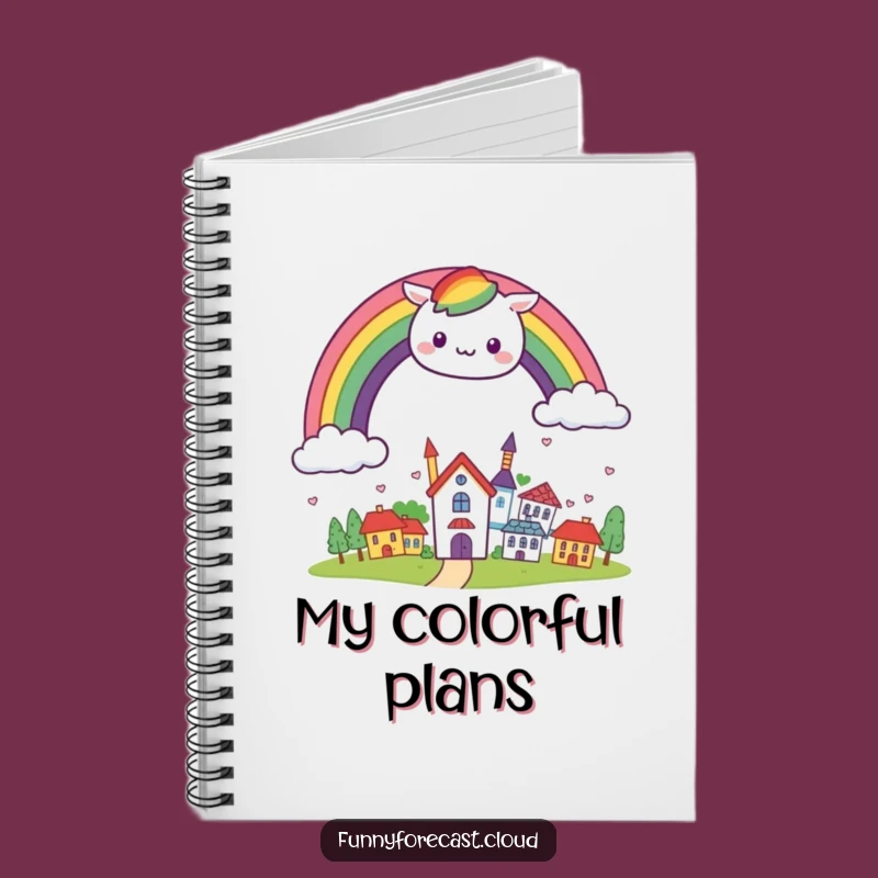 Funny Kawaii Rainbow Town Notebook - Jot Down Bright Ideas Gift