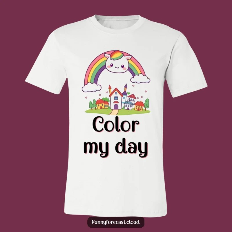 Funny Kawaii Rainbow Town T-Shirt - Vibrant Vibes Apparel Gift