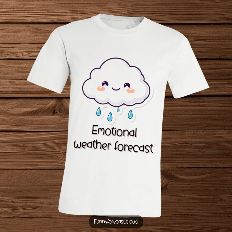 Funny small fluffy kawaii cloud shedding happy tears of rain on this cute t-shirt, a lovely funny gift.