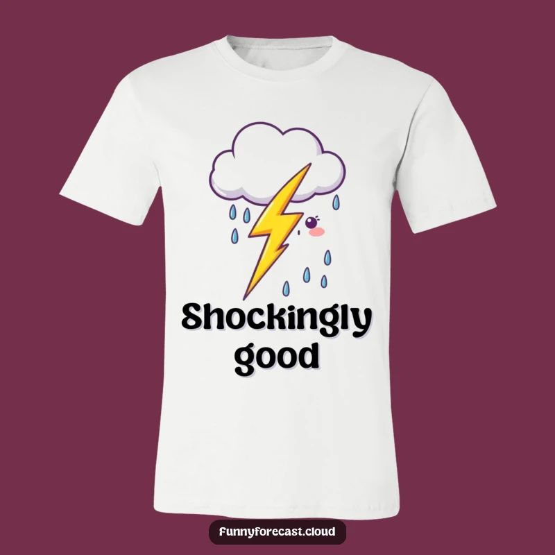 Funny Kawaii Lightning Cloud Tee - Playful Weather Humor Shirt Gift