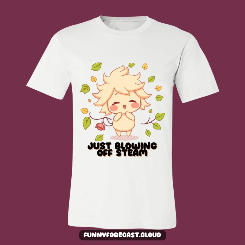 Funny Wind Character T-Shirt: Playful Leaf-Blowing Design, Perfect Funny Gift!