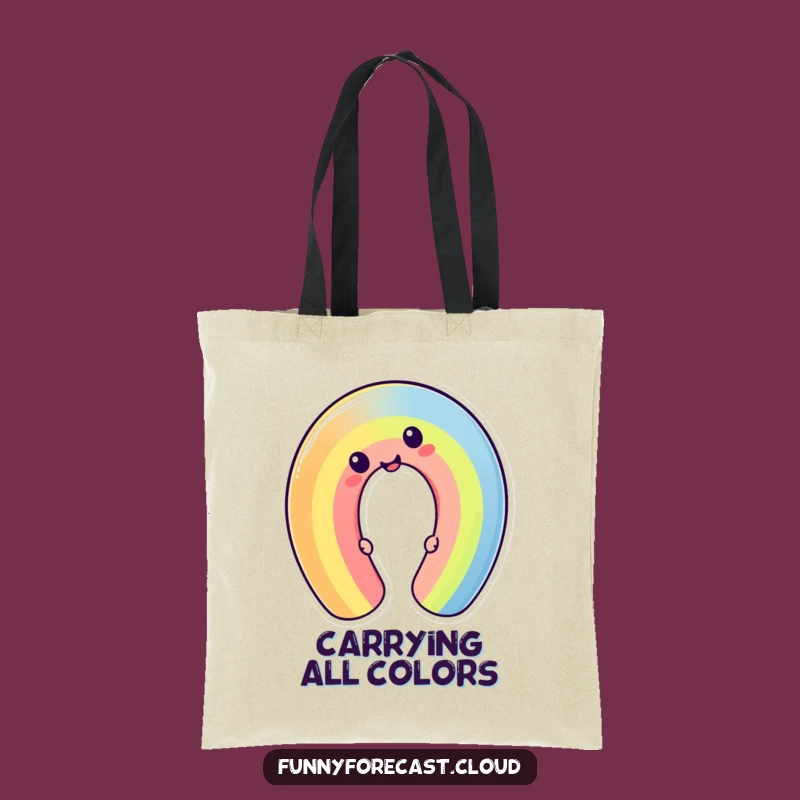 Funny Silly Kawaii Rainbow Bend Tote Bag, Carry Your Colors with Cheer